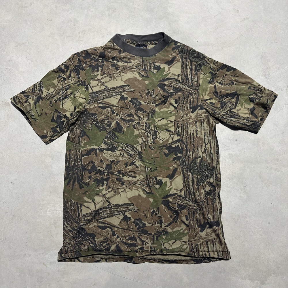 Vintage Rattlers Brand Shirt Mens L Brown Realtree Camo Pocket Tee Hunting 90s